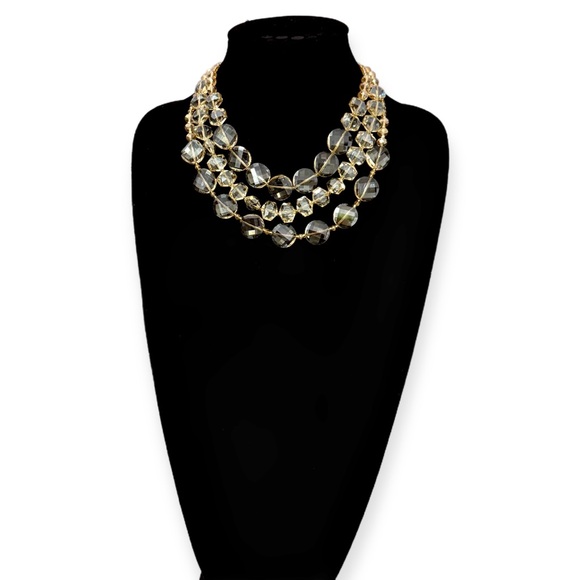CHICO’s Champagne Faceted Crystal Multi Strand Understated Glamour Necklace NWT - Picture 2 of 7
